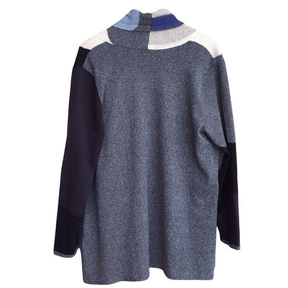 Nic + Zoe Textured Colorblock Open Cardigan Sweater Blue/Gray - Picture 3 of 10
